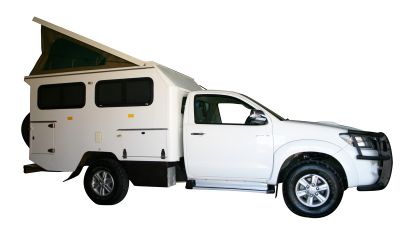 Asco Africa Toyota Hilux Bushcamper 4x4 Seitenansicht mit aufgebautem Dachzelt