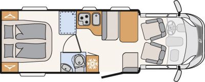 Nacht-Grundriss des Campers Comfort Standard von McRent Neuseeland