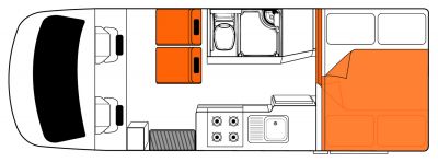 Britz Australien Discovery Camper Grundriss Nacht 