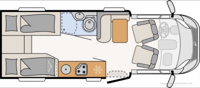 Grundriss des Campers Comfort Standard von McRent Deutschland