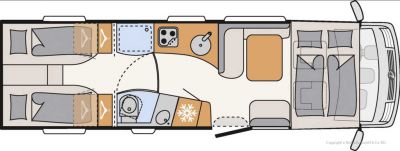 Grundriss des Campers Premium Luxury von McRent Schweiz