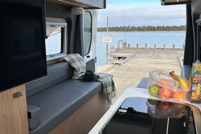 Ausblick aus dem Hitop Camper von Cruisin Motorhomes in Australien