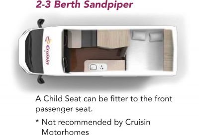 Kompaktcamper Sandpiper von Cruisin Motorhomes Australien, Angaben zu Kindersitz/Sitzerhöhung