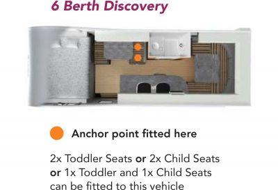 Motorhome Discovery mit Alkoven von Cruisin Australien, Angaben zu Kindersitz/Sitzerhöhung