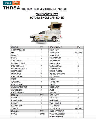 Britz Rantals 4WD SE Toyota Single Cab 2 Bett Afrika